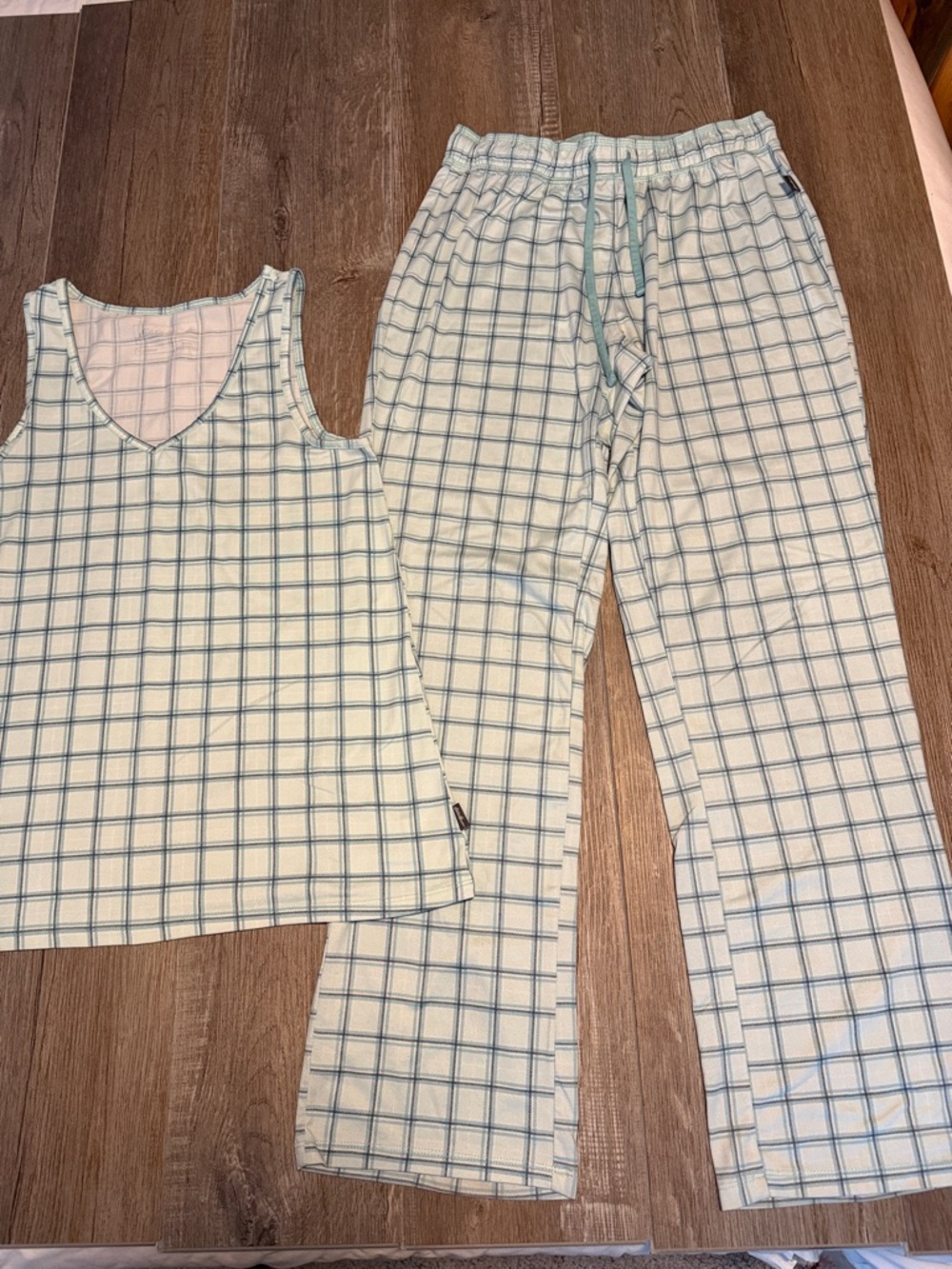 Eddie Bauer Light Mint Plaid Tank & Pant Pajama Set
